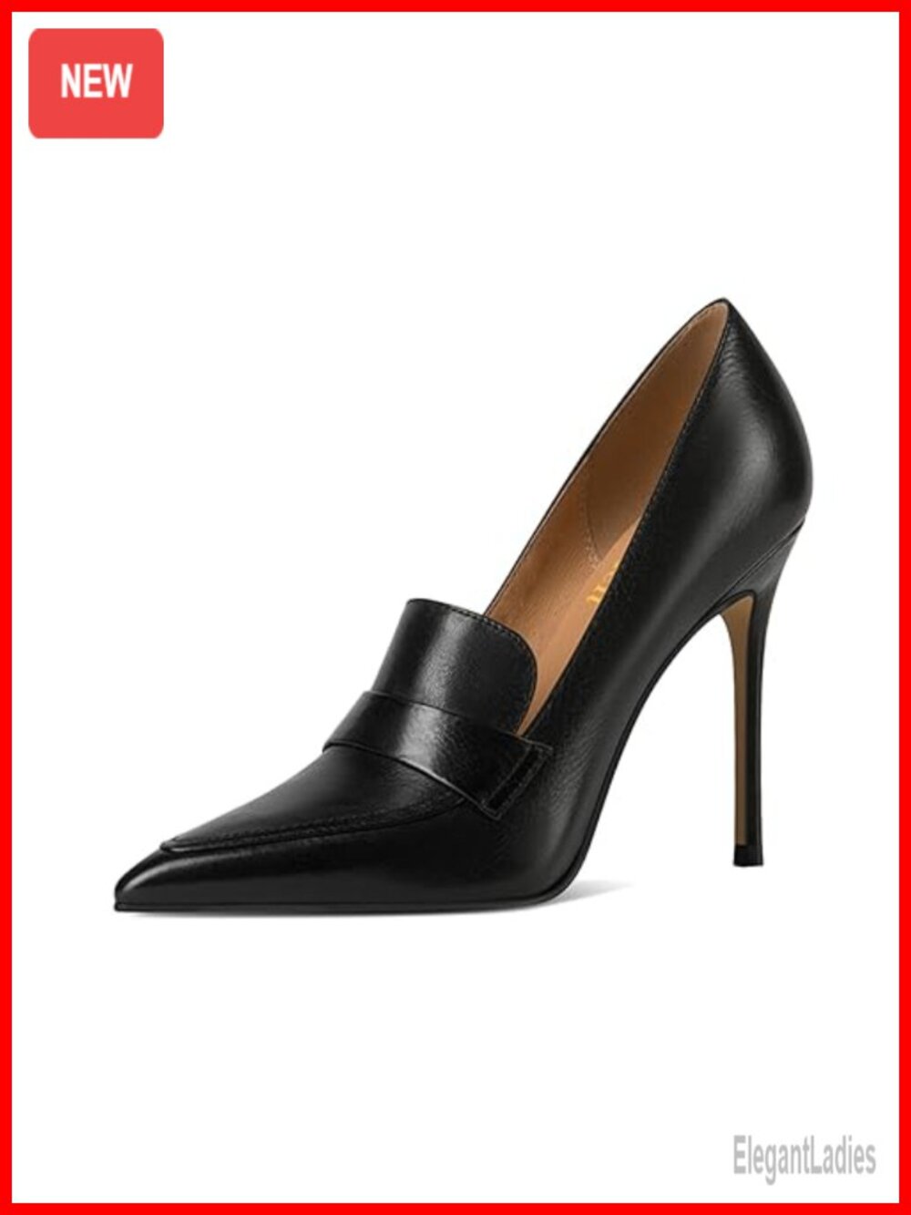 Faux Leather Pointed Toe Stiletto Loafer Pumps High Heels